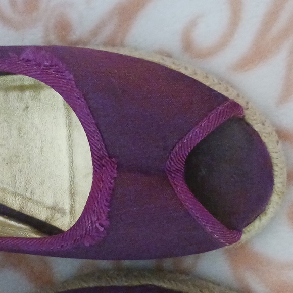 2 pair H&M Satin Espadrille Peep Toe Wedge 1 Black 1 Magenta - Picture 6 of 16